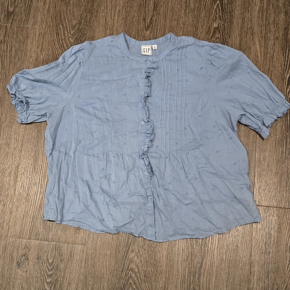 GAP Blue Embroidered Button-up Shirt XL - Picture 1 of 4